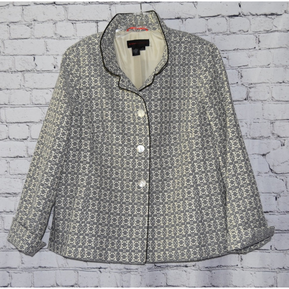 NINA MCLEMORE Geometric Brocade Swing Coat Jacket Size 14 NWOT - Picture 1 of 5
